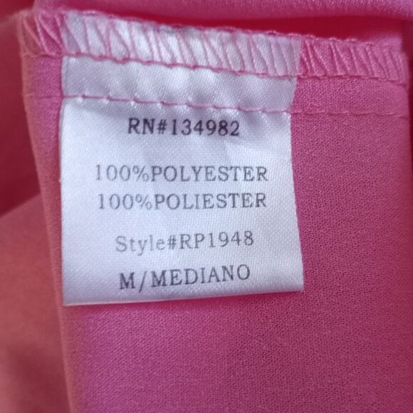 ROLYPOLY PINK CRISSCROSS BACK BUTTON DOWN BLOUSE SZ.M EUC - Picture 5 of 5